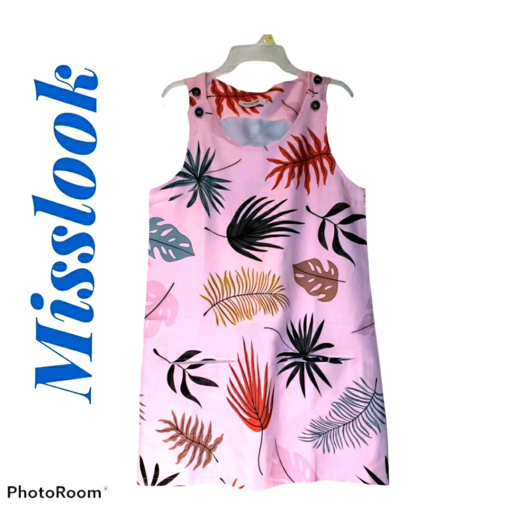 Misslook sleeveless tropical print dress